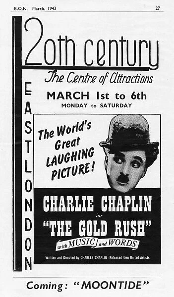 Advert for Chaplin in The Gold Rush