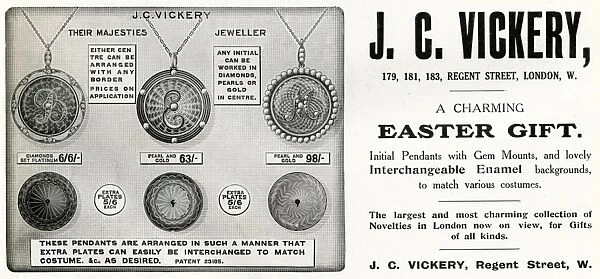 Advert for J. C Vickery personalised jewellery 1912