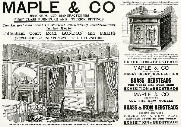 Advert for Maple fitted bedroom furniture 1898