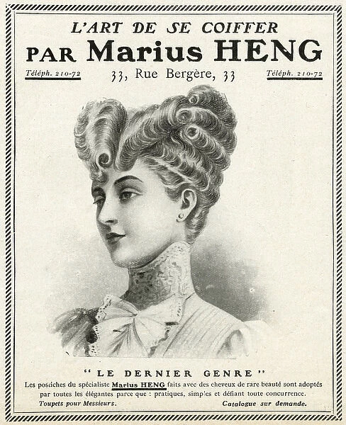 Advert for Marius Heng, Edwardian hair specialist 1906