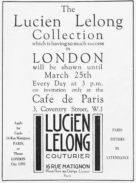 Advert for the Paris couturier Lucien Lelong for