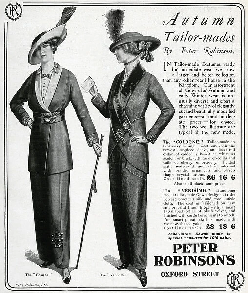 Advert for Peter Robinsons autumn tailor-mades 1913