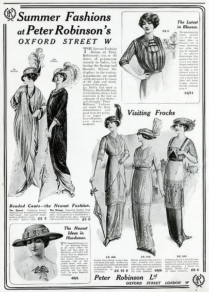 Advert for Peter Robinsons summer fashion 1913