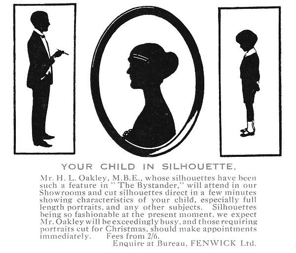 Advertisement for silhouette portraits by H. L. Oakley