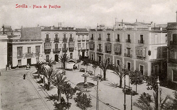 Aerial view of Plaza de Pacifico, Seville, Spain