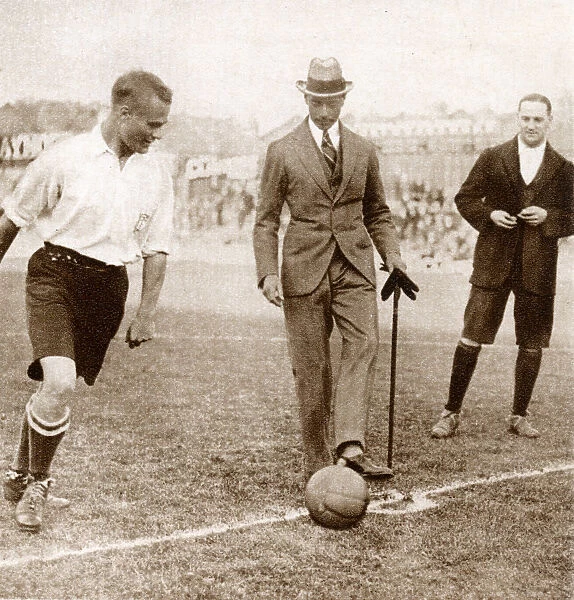 Albert, Duke of York - kicking off a Charity Football Match
