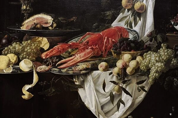 Banquet Still Life, 1644, by Adriaen van Utrecht (1599-1651  / 