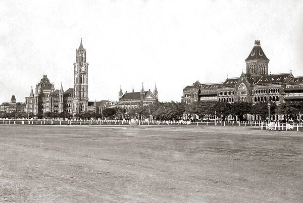 Bombay (Mumbai), India circa 1880s - Clock tower and Univers