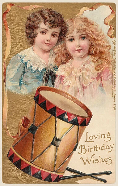 Boy & girl with drum