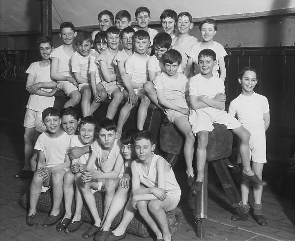 Boys Club gym class group photograph 1930