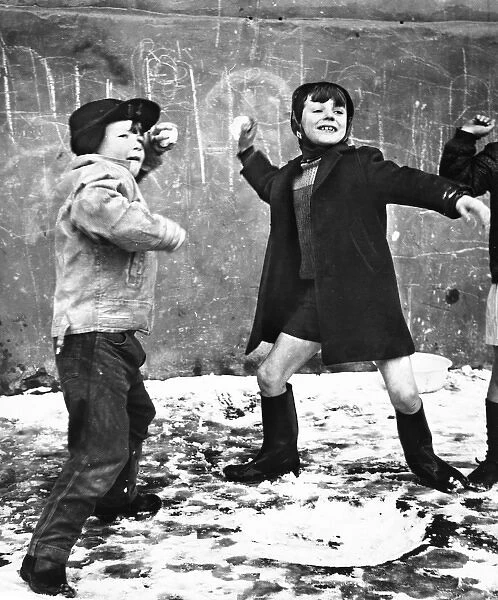 Boys snowballing in Balham, SW London