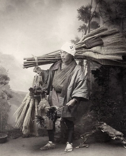 Broom and feather duster seller, Japan