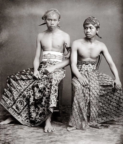 c. 1880 two men from Java Indonesia in traditional dress