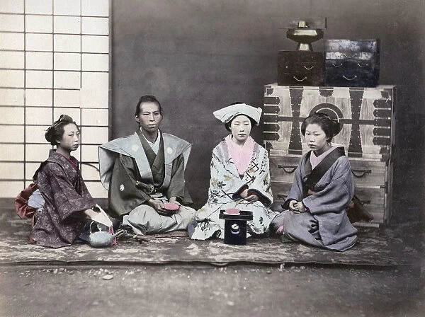 c. 1880s Japan - bride and groom, Japanese marriage