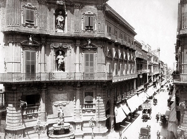 c. 1880s Piazza Vigliena, Palermo, Italy