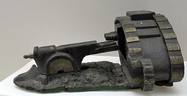 Cast Iron Starkies Patent Money Bank modelled as a cannon