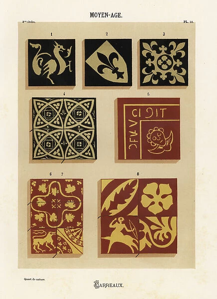 Ceramic tiles with heraldic designs, Middle Ages