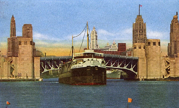 Chicago, Illinois, USA - Outer Drive Bridge and Skyline