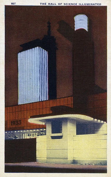 Chicago Worlds Fair 1933 - The Hall of Science Illuminated