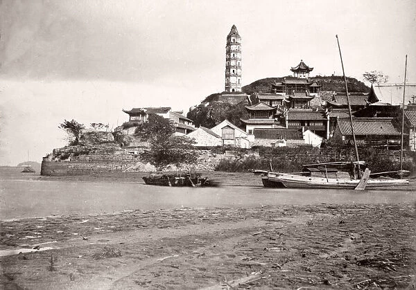 China c. 1880s - pagoda on hilltop