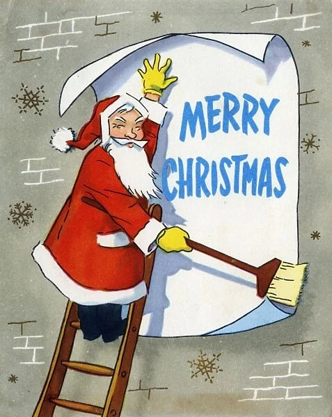 Christmas card, Santa Claus as bill sticker