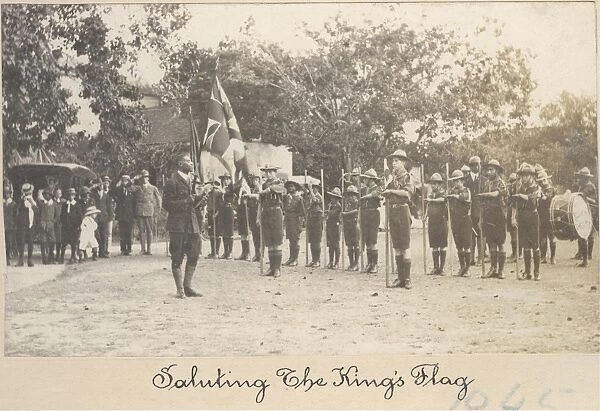 Combermere Scout Troop (1st Barbados) with flag