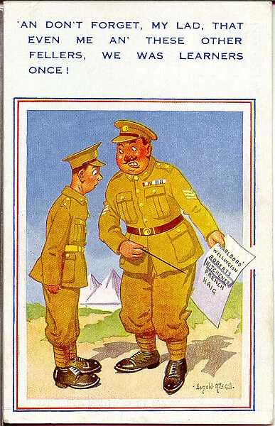 Comic postcard, Soldiers in the British Army, WW2 - list of previous officers Date