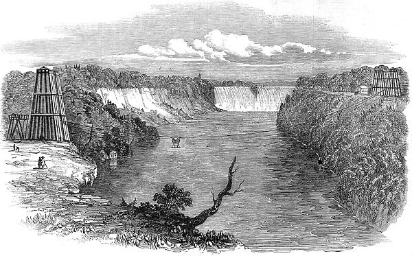 Construction of the Niagara Falls Suspension Bridge, 1849