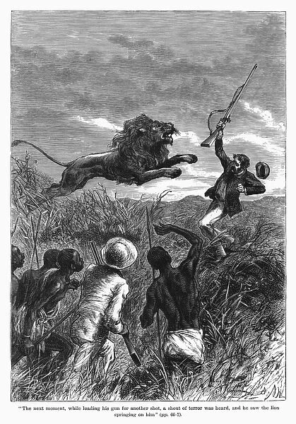David Livingstone attacked by a lion in Africa