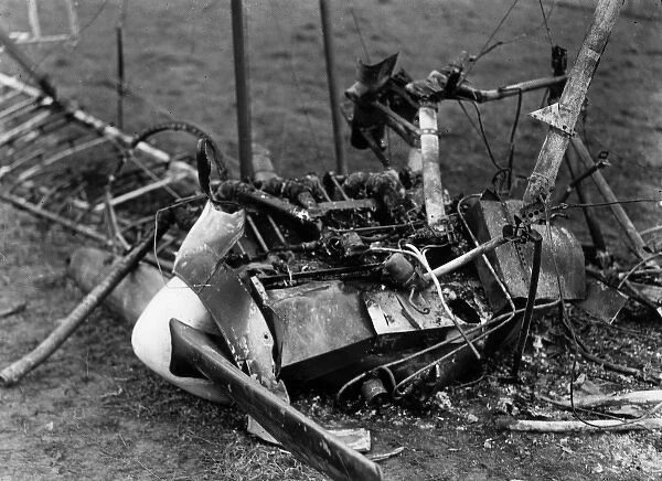 Debris of crashed German plane, Chelles, France, WW1