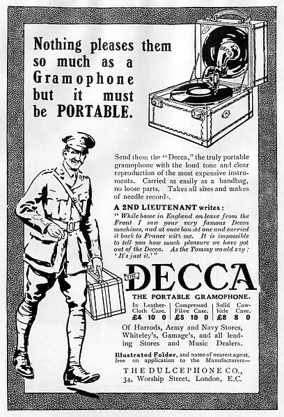 Decca gramophone advertisement, WWI