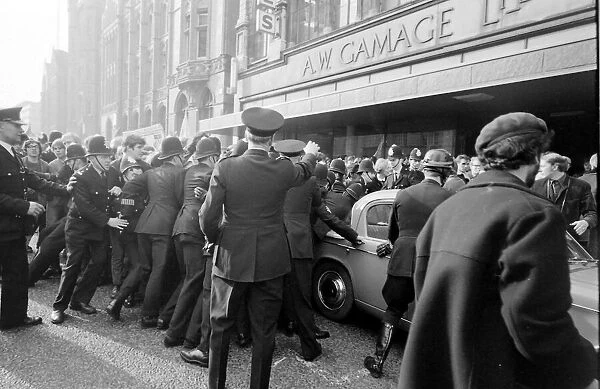 Demonstration outside Gamages department store, Holborn, London