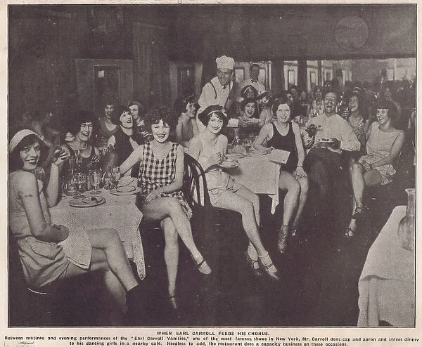 Earl Carroll serves dinner to his dancing girls in a restaur