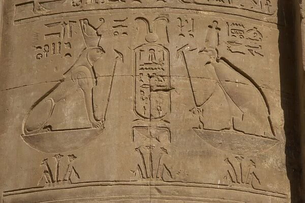 Egypt. Temple of Horus. Relief depicting a sphinx with falco