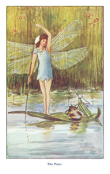 Fairyland. The fairy on a lily pad with her friends the grasshopper and bumble bee