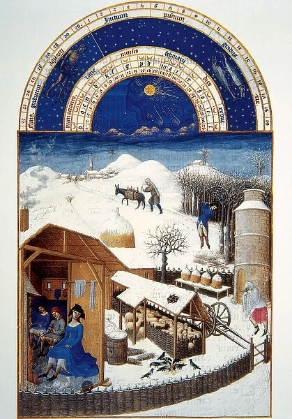 Farm work during the winter. Miniature of Les Tres Riches H