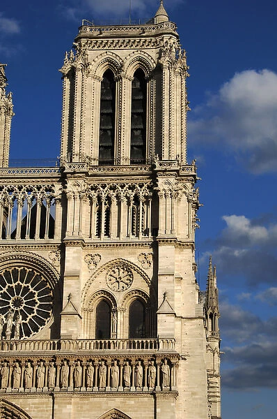 France. Paris. Notre Dame Cathedral. West front. Tower