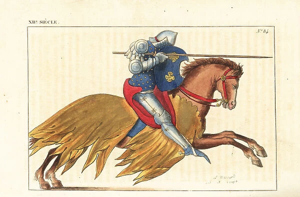 French cavalry charging with lance, 12th century