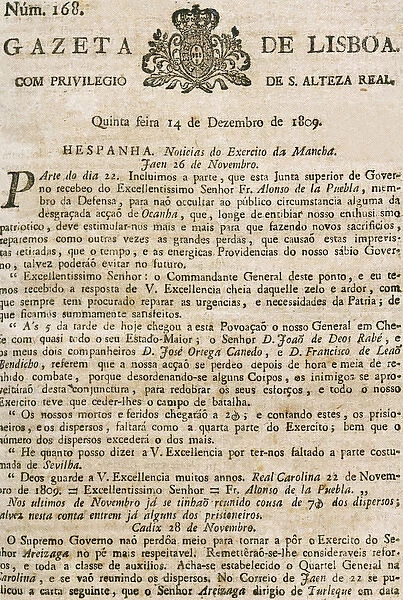 Gazeta de Lisboa. Historical context of the Peninsular War