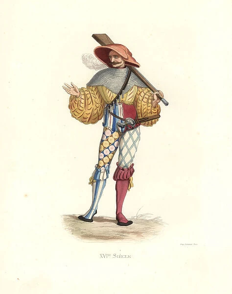 German arquebuser of the 16th century in chainmail