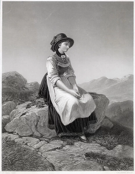 German country girl : 'The Jaegers Wife'. Date: circa 1850