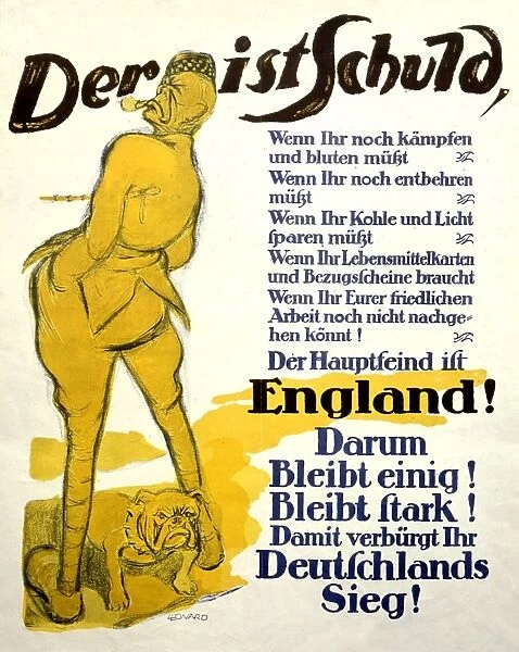 German poster, England is to blame, WW1
