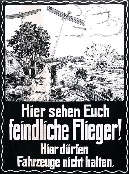 German poster giving air raid instructions, WW1