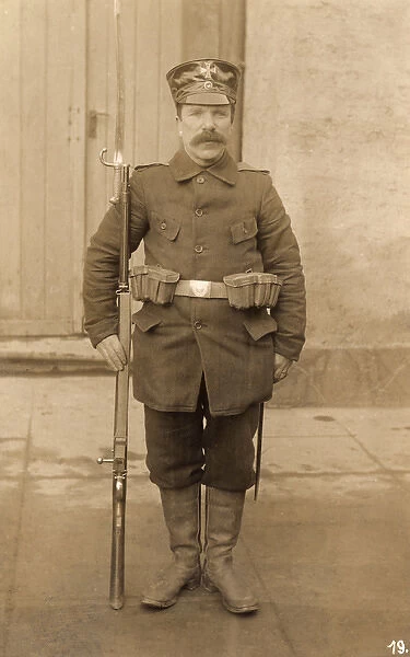 German soldier standing to attention, WW1