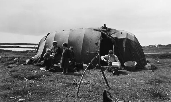 Gipsies with tent on a Scottish island