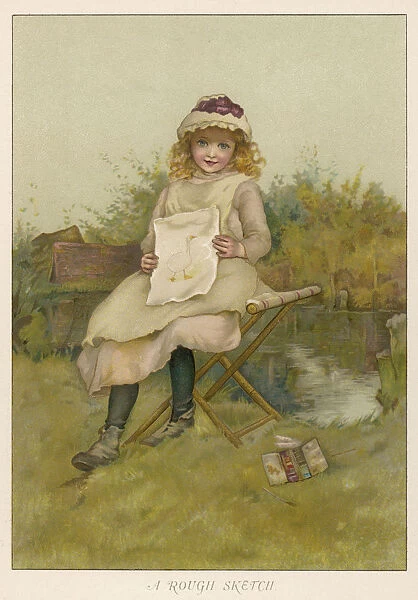 GIRL WITH DRAWING C1890