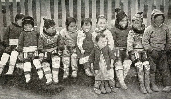 Group of eskimo children, Greenland