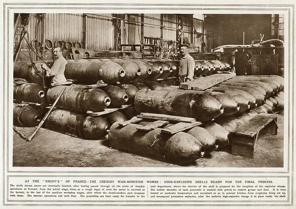 High explosive shells ready for the final process at Creusot