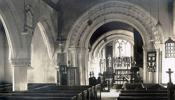 Interior of St George's Church, looking east, in the village of Brockworth, Gloucestershire Date: 1930s