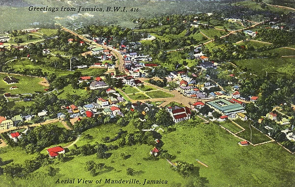 Jamaica, West Indies - The Town of Mandeville - Aerial View